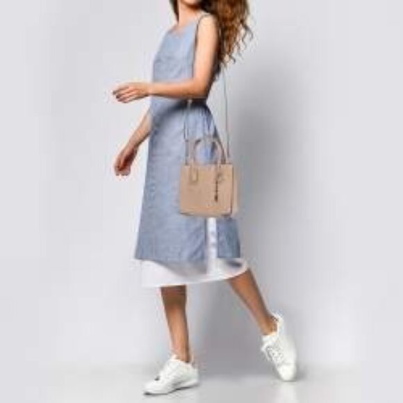 Michael Kors Mini Mercer Leather Crossbody & Tote Bag Nude EUC 8480 - Picture 2 of 16